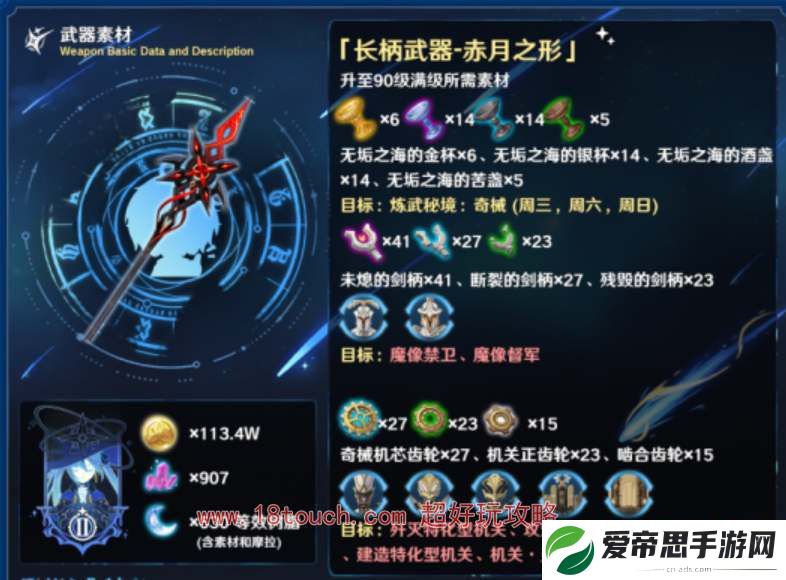 原神赤月之形武器突破材料一览