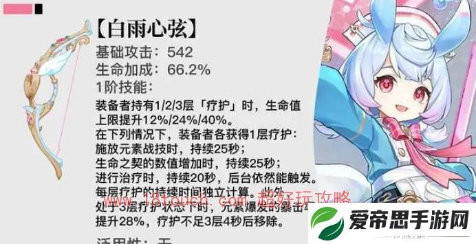 原神四星武器白雨心弦属性一览