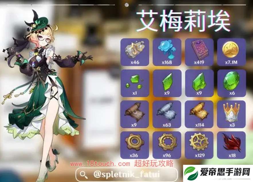 原神调香师艾梅莉埃突破材料汇总